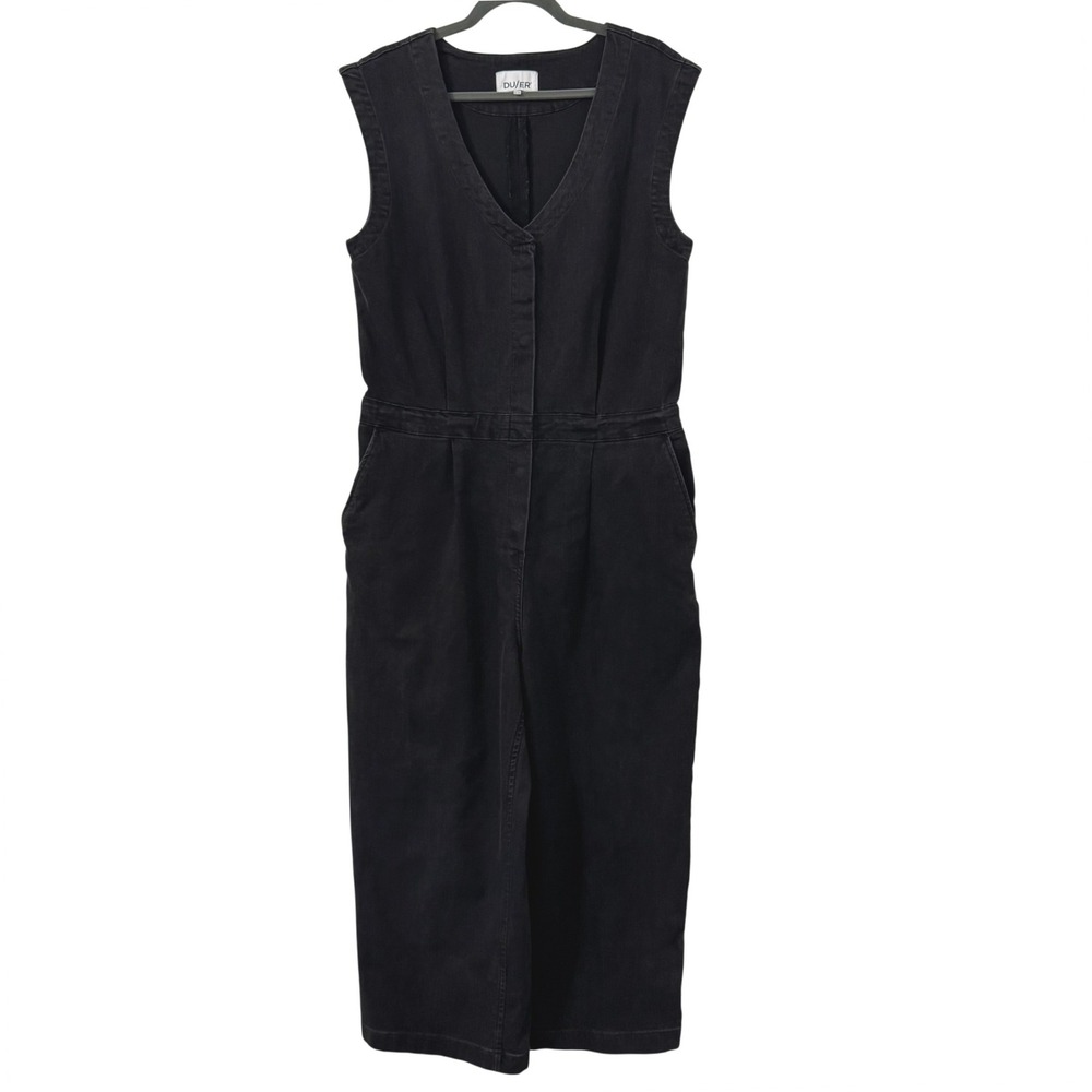 DUER Performance Denim Tailored Jumpsuit Womens XL Black Wide Leg WBLR2307